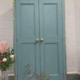 Solid Pine Wardrobe Painted in Blue Green & Gold Leaf - thumbnail 2