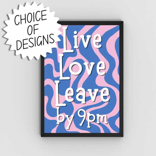 Live Laugh Leave By 9Pm Poster Print, Funny Home Decor, Quirky Wall Art Quote - image 1