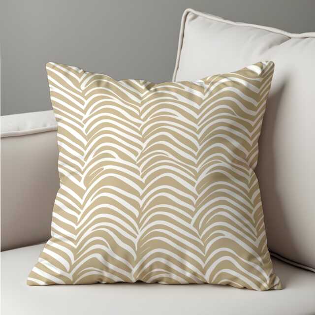 Neutral Beige Wave Throw Pillow Cover, Modern Minimalist Striped Cushion Case For Sofa Or Bed, Subtle Elegant Home Decor Accent - image 1