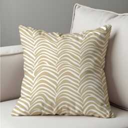 Neutral Beige Wave Throw Pillow Cover, Modern Minimalist Striped Cushion Case For Sofa Or Bed, Subtle Elegant Home Decor Accent - thumbnail 1