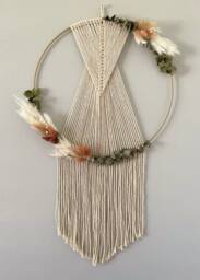 Large Floral Macrame Hoop Wall Hanging/Dried Flower Wreath Boho Home Decor Modern Nursery Decor Nursery Girl - thumbnail 1