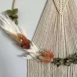 Large Floral Macrame Hoop Wall Hanging/Dried Flower Wreath Boho Home Decor Modern Nursery Decor Nursery Girl - thumbnail 2