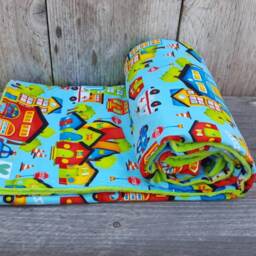 Fire Truck Baby Blanket, Lime Green Minky, Cotton Fabric - thumbnail 3