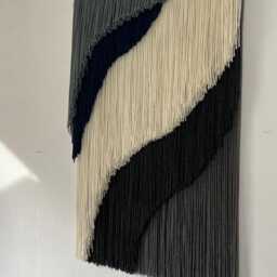Large Wall Decor, Layered Macrame Art, Fabric Living Room Statement Piece, Boho Bedroom Hanging - thumbnail 3
