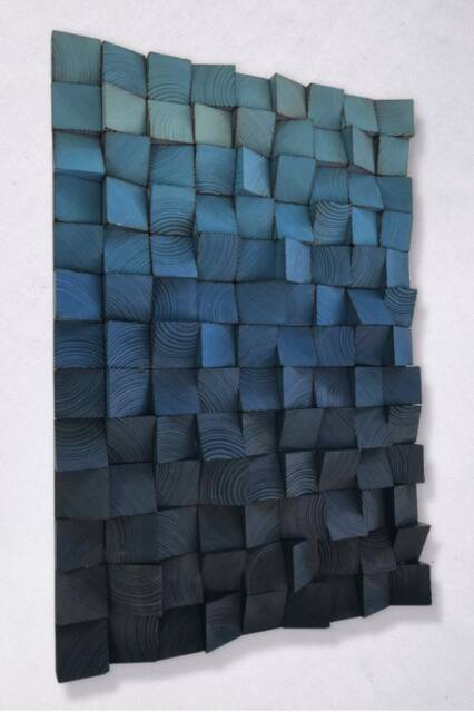 Reclaimed Wood 3D Wall Art - Blue Gradient Sound Diffuser - image 1