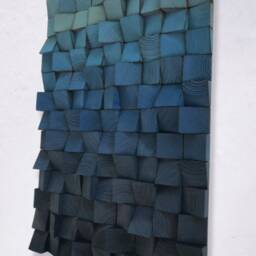 Reclaimed Wood 3D Wall Art - Blue Gradient Sound Diffuser - thumbnail 4