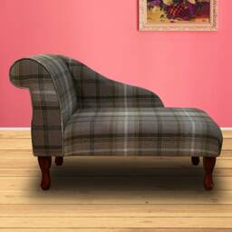 Handmade Tartan Chaise Longue Chocolate Plaid Accent Sofa - thumbnail 3