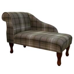 Handmade Tartan Chaise Longue Chocolate Plaid Accent Sofa - thumbnail 1