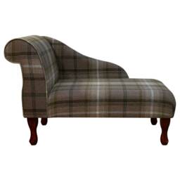 Handmade Tartan Chaise Longue Chocolate Plaid Accent Sofa - thumbnail 2