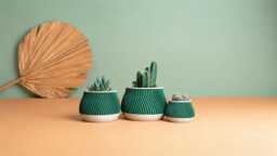 3D Printed Cactus, Succulent Planters, Interior Plant Pots, Mid Century Eco-Friendly Gift Idea For Home, Large Planter Pot