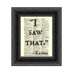 Karma Quote Antique Dictionary Art Print Funny Home Decor - thumbnail 1