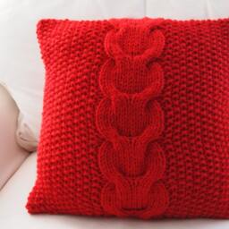 Rts Hand Knitted Blue Cable Pillow Cover Case 16x16/Throw Pillow/ Home Decor/ Decorative - thumbnail 3