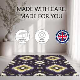 Purple Lime Tribal Diamond Pattern Rug Non-Slip Soft Area Carpet Bedroom Living Room Hallway Mat Decor - Made in UK - thumbnail 2