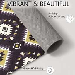 Purple Lime Tribal Diamond Pattern Rug Non-Slip Soft Area Carpet Bedroom Living Room Hallway Mat Decor - Made in UK - thumbnail 4