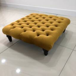 60 cm X Chesterfield Upholstered Footstool - Coffee Table Available in Various Colors & Fabrics - thumbnail 2