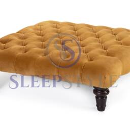 60 cm X Chesterfield Upholstered Footstool - Coffee Table Available in Various Colors & Fabrics - thumbnail 3