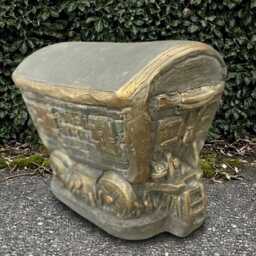 Concrete Wagon Sculpture Stone Trailer Statue Outdoor Figure Cement Ornament Front Door Decoration Handmade Art Lover Gift