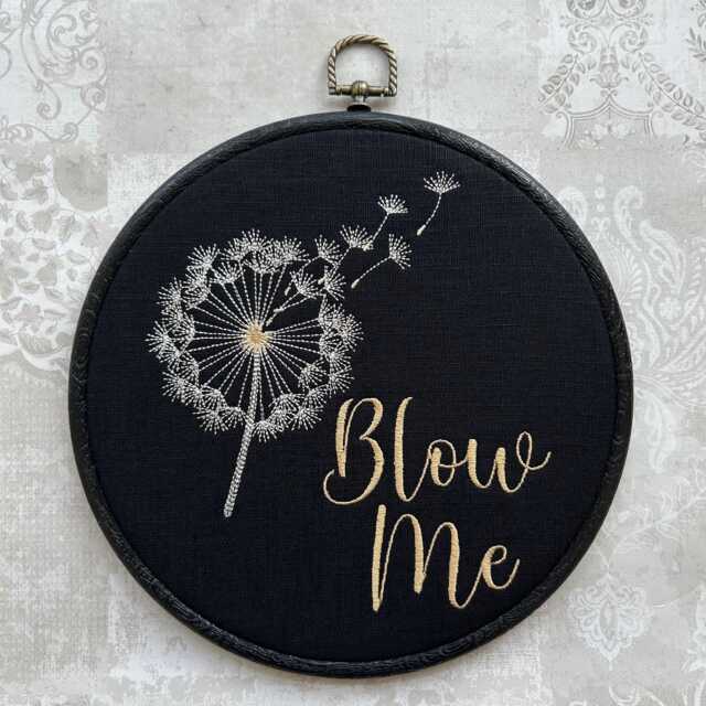 Blow Me, Fun, Subtle Dandelion Flower Framed Wall Hanging. Machine Embroidered 8 - image 1