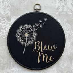 Blow Me, Fun, Subtle Dandelion Flower Framed Wall Hanging. Machine Embroidered 8 - thumbnail 1