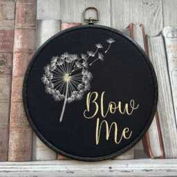 Blow Me, Fun, Subtle Dandelion Flower Framed Wall Hanging. Machine Embroidered 8 - thumbnail 2