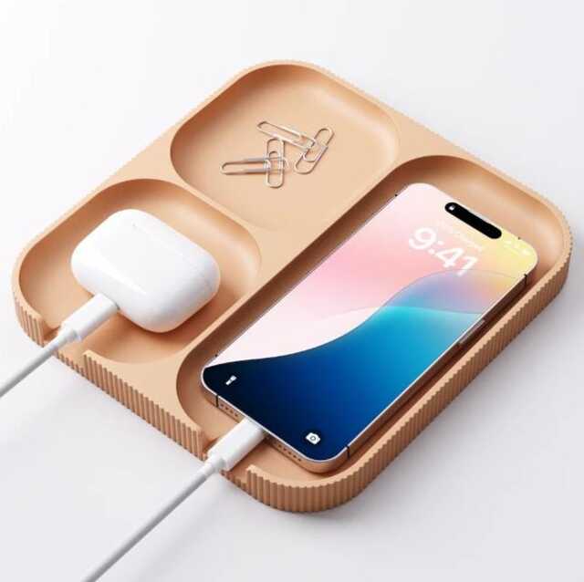 Minimalist Tech Organizer Tray Bedside Desk Accessory Holder - image 1