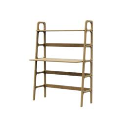 Small Desk With Hutch, Compact Shelf 140 cm, Mid Century Modern Study Desk, Wooden Home Office Custom Size - thumbnail 4