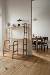 Small Desk With Hutch, Compact Shelf 140 cm, Mid Century Modern Study Desk, Wooden Home Office Custom Size