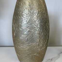 Luxury Gold Metal Vase, Embossed Etched Leaf Design For Flowers Or Table Home Decor - thumbnail 3