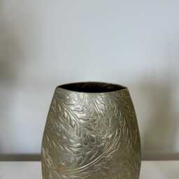 Luxury Gold Metal Vase, Embossed Etched Leaf Design For Flowers Or Table Home Decor - thumbnail 2