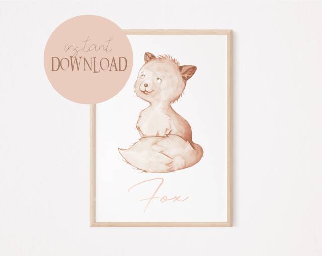 Felix Fox Poster I Poster, Wall Picture, Art, Baby Room Fox, Decoration, Children's - image 1