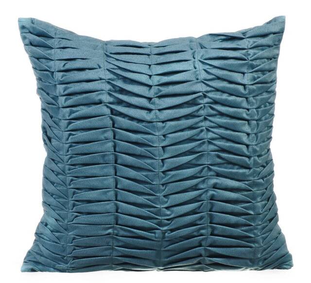 "Designer Pintucks, Textured, Striped Gray Blue Bed Pillow Case 24""x24""/26""x26" - image 1