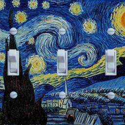The Starry Night - De Sterrennacht Vincent Van Gogh, Switch Plate Cover, Wall Plate, Single/Double/Triple, Home Decor - thumbnail 3