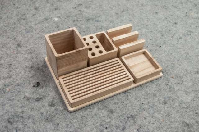 Desk Organization Wooden Organizer Office Storage Phone Holder - image 1