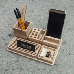 Desk Organization Wooden Organizer Office Storage Phone Holder - thumbnail 2