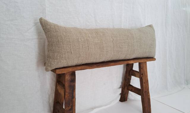 Handwoven Long Lumbar Pillow Cover, Taupe Gray Cotton - image 1