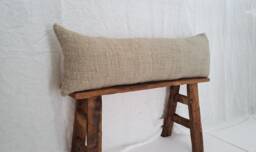 Handwoven Long Lumbar Pillow Cover, Taupe Gray Cotton - thumbnail 1