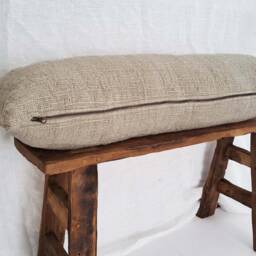 Handwoven Long Lumbar Pillow Cover, Taupe Gray Cotton - thumbnail 2