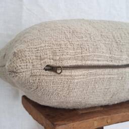Handwoven Long Lumbar Pillow Cover, Taupe Gray Cotton - thumbnail 3