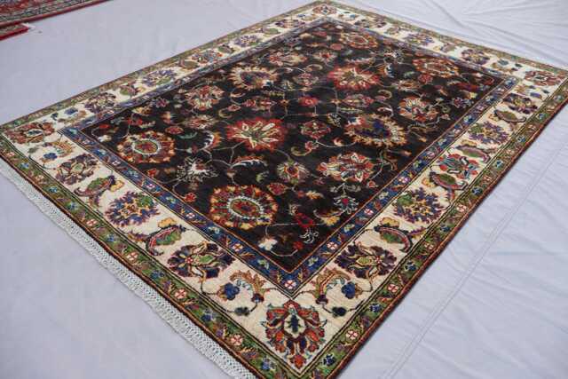 5x7 Afghan Oushak Rug Chocolate Brown Dark Hand Knotted Wool Natural Veg Dyes Rug, Oriental Turkmen Tribal Bedroom Living Room Rug - image 1