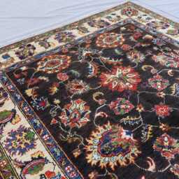 5x7 Afghan Oushak Rug Chocolate Brown Dark Hand Knotted Wool Natural Veg Dyes Rug, Oriental Turkmen Tribal Bedroom Living Room Rug - thumbnail 3
