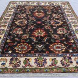 5x7 Afghan Oushak Rug Chocolate Brown Dark Hand Knotted Wool Natural Veg Dyes Rug, Oriental Turkmen Tribal Bedroom Living Room Rug - thumbnail 2