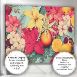 Tropical Floral Citrus Fruit Botanical Collage Canvas Wall Art Print Decor Picture Ready To Hang - thumbnail 3