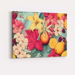 Tropical Floral Citrus Fruit Botanical Collage Canvas Wall Art Print Decor Picture Ready To Hang - thumbnail 4