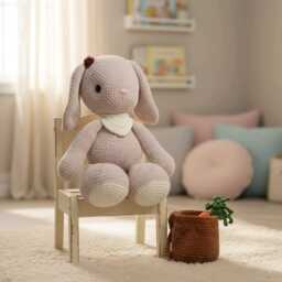 Lou The Rabbit, Crocheted Cuddly Toy, Handmade With Love, Beautiful Gift For Birthdays, Baby Showers, Christenings Or Any Other Occasion - thumbnail 2