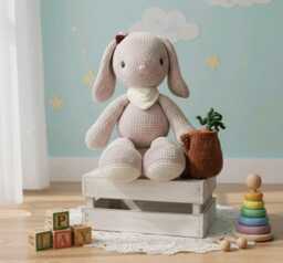 Lou The Rabbit, Crocheted Cuddly Toy, Handmade With Love, Beautiful Gift For Birthdays, Baby Showers, Christenings Or Any Other Occasion - thumbnail 1