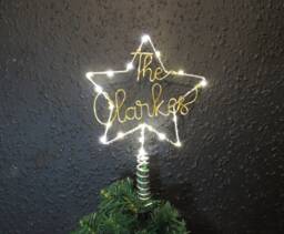 Lighted Wire Star Tree Topper For Christmas Personalised Family Name Star Wire Decorations - thumbnail 1