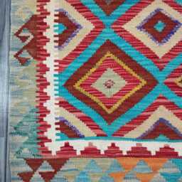 Kilim Rug Multicolour, Handmade Artisan Afghan Turkish Scandinavian Navajo Bohemian Flatweave Natural Wool 111x82 cm - thumbnail 2
