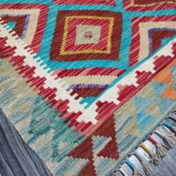 Kilim Rug Multicolour, Handmade Artisan Afghan Turkish Scandinavian Navajo Bohemian Flatweave Natural Wool 111x82 cm - thumbnail 3