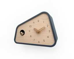 Modern Cuckoo Clock - Anthracite With Brass Painted Accessories