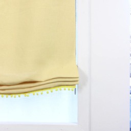 Yellow Linen Relaxed Roman Shade With Pom Pom, Blackout Option, Cl1010 - thumbnail 3